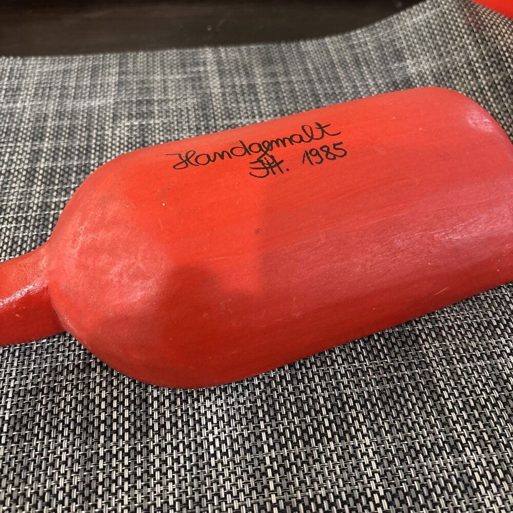 1985 Signed Primitive Style Hand-Painted Wooden Carved Scoop Folk Art Handgemalt - Picture 5 of 12